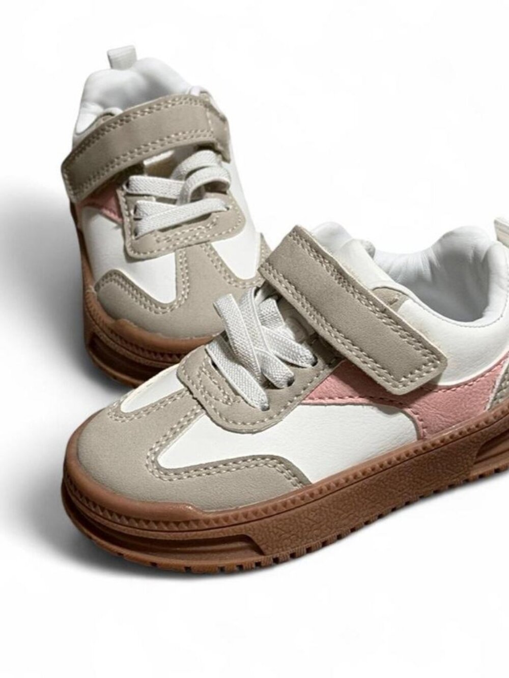 Carter's Toddler Girls White Beige Pink Sneakers Velcro Size 5